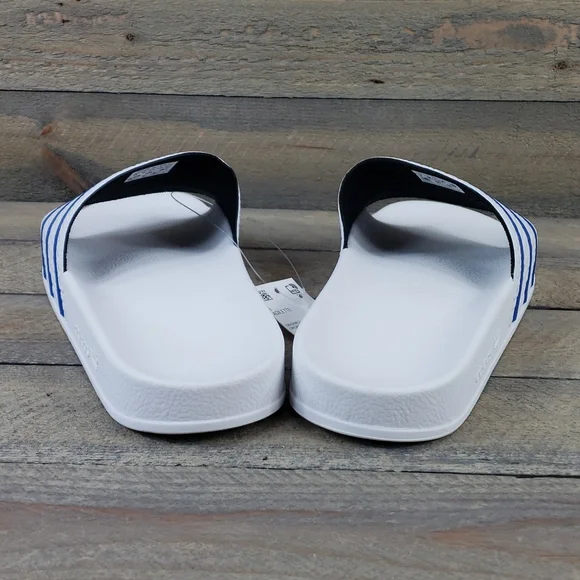 adidas Originals Men's Adilette Slides Sandals White Blue - Picture 6 of 9